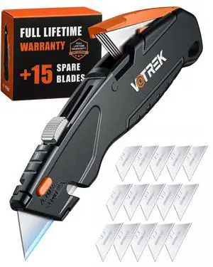 Box Cutter Retractable| Metal Utility KnifeBuilt-In StorageTool-Free Quick Blade Change| Extra 15 Sharp SK5 Blades| Heavy Duty Razor Knife for Cardboard & Plastic| Paper Craft Tools(Black) Box Cutter Retractable| Metal Utility KnifeBuilt-In StorageTool-Free Quick Blade Change| Extra 15 Sharp SK5 Blades| Heavy Duty Razor Knife for Cardboard & Plastic| Paper Craft Tools(Black)
