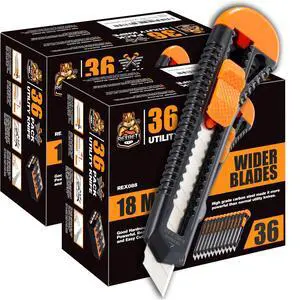 72-Pack Box Cutters, Retractable Utility Knife, 18mm Wide Blade 72-Pack Box Cutters, Retractable Utility Knife, 18mm Wide Blade