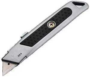 Utility Knife with Retractable Razor Blade - Heavy Duty with Sharp Easy Cut Blade - Safety Retractable Design and Rubber Grip - Cuts Cardboard, Carpet, Paper, Construction Materials Utility Knife with Retractable Razor Blade - Heavy Duty with Sharp Easy Cut Blade - Safety Retractable Design and Rubber Grip - Cuts Cardboard, Carpet, Paper, Construction Materials