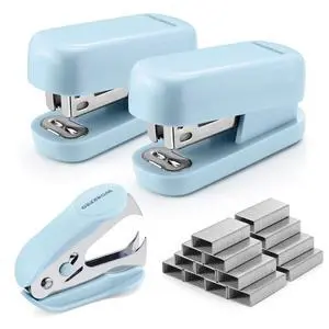 Mini Stapler with Staples, Blue Stapler with Remover, 2000 Staples Mini Stapler with Staples, Blue Stapler with Remover, 2000 Staples