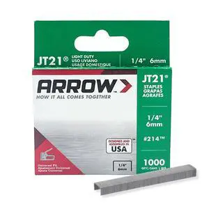 214 JT21 Thin Wire Staples for Staple Guns and Staplers, Use for Upholstery, Crafts, General Repairs, 1/4-Inch Leg Length, 7/16-Inch Crown Width, 1000-Pack, Grey 214 JT21 Thin Wire Staples for Staple Guns and Staplers, Use for Upholstery, Crafts, General Repairs, 1/4-Inch Leg Length, 7/16-Inch Crown Width, 1000-Pack, Grey