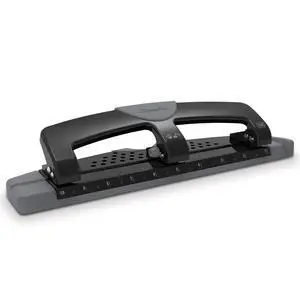 3 Hole Punch, 12 Sheet Capacity Three Hole Puncher 3 Ring, Paper Punch, SmartTouch Low Effort, Alignment Guide, Black & Silver (74134) 3 Hole Punch, 12 Sheet Capacity Three Hole Puncher 3 Ring, Paper Punch, SmartTouch Low Effort, Alignment Guide, Black & Silver (74134)