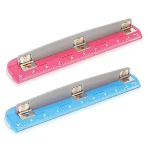 3 Hole Puncher 2 Pack - 5 Sheet Capacity Paper Punch with 10" Ruler - 3 Ring Easy-Clean Tray, Portable, Compact - Blue Pink 3 Hole Puncher 2 Pack - 5 Sheet Capacity Paper Punch with 10" Ruler - 3 Ring Easy-Clean Tray, Portable, Compact - Blue Pink