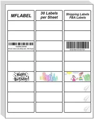 Address Labels 1x2.625 Inch - 30 Per Sheet White Matte Mailing Labels for Laser & Inkjet Printers (750 Labels, 25 Sheets) - Strong Adhesive Shipping Stickers Address Labels 1x2.625 Inch - 30 Per Sheet White Matte Mailing Labels for Laser & Inkjet Printers (750 Labels, 25 Sheets) - Strong Adhesive Shipping Stickers