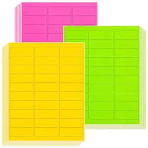 1" x2-5/8 Assorted Fluorescent Address Labels 900 Labels 30 Sheets 1" x2-5/8 Assorted Fluorescent Address Labels 900 Labels 30 Sheets