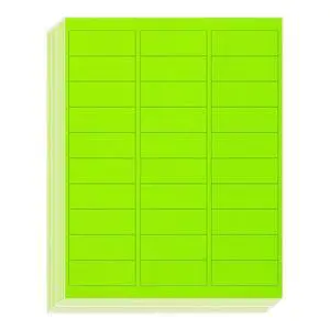 1" x2-5/8 Fluorescent Green Labels 900 Labels 30 Sheets 1" x2-5/8 Fluorescent Green Labels 900 Labels 30 Sheets
