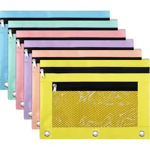 6 Pcs Pencil Pouch for 3 Ring Binder, 2 Layer Zipper Big Capacity Pencil Case with Mesh Window, Wear Resistant Oxford Fabric, Multicolored for Student Teacher (Macaron Color) 6 Pcs Pencil Pouch for 3 Ring Binder, 2 Layer Zipper Big Capacity Pencil Case with Mesh Window, Wear Resistant Oxford Fabric, Multicolored for Student Teacher (Macaron Color)