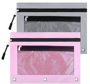 AHOME 3 Ring Binder Pencil Pouchs, Zippered Pencil Pouch Double Pocket Pencil Pouch 3 Ring with Clear Window AHOME 3 Ring Binder Pencil Pouchs, Zippered Pencil Pouch Double Pocket Pencil Pouch 3 Ring with Clear Window