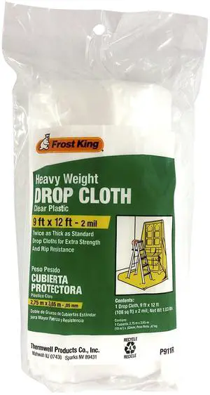 Clear Polyethylene Drop Cloths - In Rolls, 9'x12'x2 mil Clear Polyethylene Drop Cloths - In Rolls, 9'x12'x2 mil