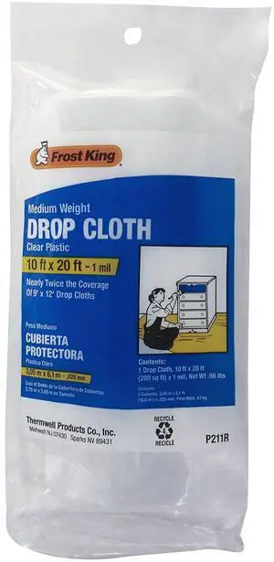 Clear Polyethylene Drop Cloths - In Rolls, 10'x20'x1 mil Clear Polyethylene Drop Cloths - In Rolls, 10'x20'x1 mil