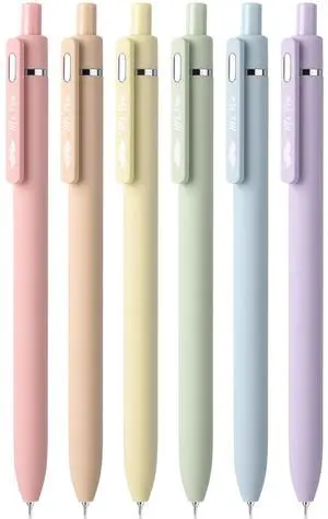 Retractable Gel Pens, 6 Pack, Black Ink, Pastel Barrels Retractable Gel Pens, 6 Pack, Black Ink, Pastel Barrels