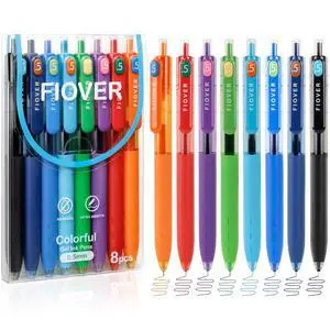 Colored Gel Pens, 8 Pack, 0.5mm Fine Point Colored Gel Pens, 8 Pack, 0.5mm Fine Point