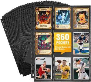 20 Pack 360 Pockets Black Trading Card Sleeves Binder Sheets, Double Sided Thicken Game Card Sleeves for 3 Ring Binder, 9 Pocket Side Loading Page Protector for MTG, Yugioh, Game, Baseball Cards 20 Pack 360 Pockets Black Trading Card Sleeves Binder Sheets, Double Sided Thicken Game Card Sleeves for 3 Ring Binder, 9 Pocket Side Loading Page Protector for MTG, Yugioh, Game, Baseball Cards