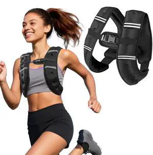 Weighted Vest with Adjustment Straps for Men Women, 8lbs/12lbs/16lbs/20lbs Weight Vest with Reflective Stripes for Workout, Strength Training, Running, Fitness, Hiking, Weight Weighted Vest with Adjustment Straps for Men Women, 8lbs/12lbs/16lbs/20lbs Weight Vest with Reflective Stripes for Workout, Strength Training, Running, Fitness, Hiking, Weight
