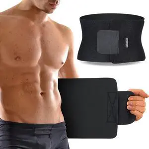 Waist Trimmer, Adjustable Neoprene Ab Trainer Belt for Men Black Waist Trimmer, Adjustable Neoprene Ab Trainer Belt for Men Black