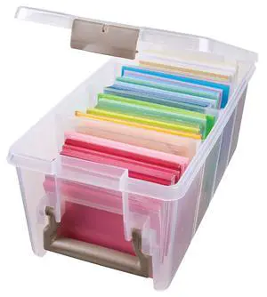 Semi Satchel Portable Craft Organizer with 3 Dividers - Clear Plastic Storage Case for Art & Craft Supplies Semi Satchel Portable Craft Organizer with 3 Dividers - Clear Plastic Storage Case for Art & Craft Supplies