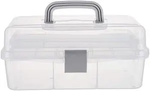 12-Inch 3 Layers Plastic Craft Organizer Box Storage Container First Aid Carrying Case for Sewing, Painting, Arts - Clear 12-Inch 3 Layers Plastic Craft Organizer Box Storage Container First Aid Carrying Case for Sewing, Painting, Arts - Clear