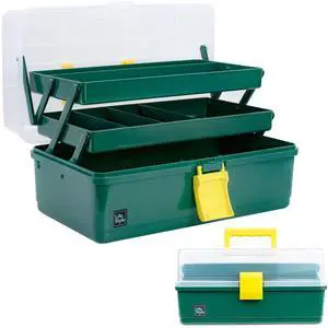 13 inch Art Craft Organizer Storage Box with 3 Layer, Multipurpose Plastic Tool Box with Handle for Sewing, Art Supply, Medicine, Nail, Hair Accessories (Dark Green) 13 inch Art Craft Organizer Storage Box with 3 Layer, Multipurpose Plastic Tool Box with Handle for Sewing, Art Supply, Medicine, Nail, Hair Accessories (Dark Green)