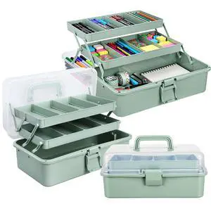 2 Pcs 13 Inch 3-layer Multipurpose Craft Organizers Storage Portable Plastic Tackle Box with Adjustable Spacers and Handled Folding Art Craft Case for Sewing Art Supply Medicine(Green) 2 Pcs 13 Inch 3-layer Multipurpose Craft Organizers Storage Portable Plastic Tackle Box with Adjustable Spacers and Handled Folding Art Craft Case for Sewing Art Supply Medicine(Green)