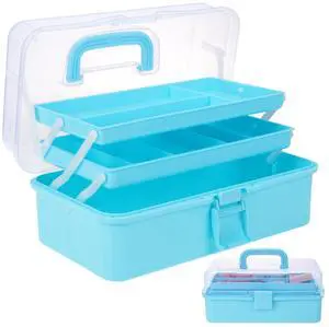 Tackle Box, 3-Layer Craft Sewing Medicine Art Hair Tool Organizer Blue Tackle Box, 3-Layer Craft Sewing Medicine Art Hair Tool Organizer Blue