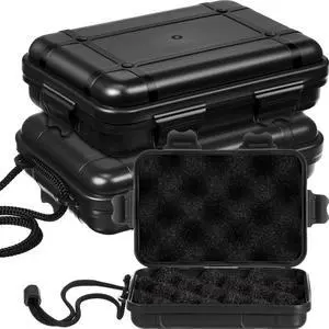 2 Pcs Small Waterproof Box with Foam Insert,Black 2 Pcs Small Waterproof Box with Foam Insert,Black
