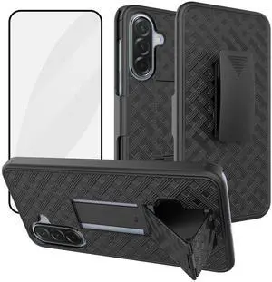 for Samsung Galaxy A17 5G/A26 Case Holster, Screen Protector-Black for Samsung Galaxy A17 5G/A26 Case Holster, Screen Protector-Black