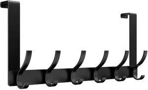 Over The Door Hooks, Door Hanger Hooks for Hanging, Towel Racks for Bathroom with 12 Coat Hook, Coat Rack College Dorm Essentials Bathroom Accessories1 Pack, Black Over The Door Hooks, Door Hanger Hooks for Hanging, Towel Racks for Bathroom with 12 Coat Hook, Coat Rack College Dorm Essentials Bathroom Accessories1 Pack, Black