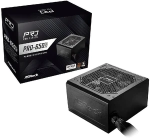 ASRock Pro 650W, 80 Plus, Bronze, Black Power Supply - PRO-650B ASRock Pro 650W, 80 Plus, Bronze, Black Power Supply - PRO-650B