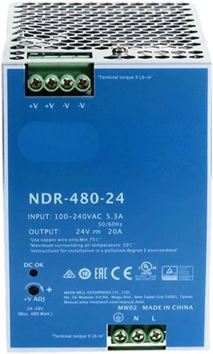 NDR-480-24 24V 20A 480W Single Output Switching Power Supply, Active PFC, Industrial Automation Control Systems NDR-480-24 24V 20A 480W Single Output Switching Power Supply, Active PFC, Industrial Automation Control Systems