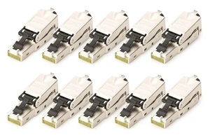 Digitus DN-93631 - Cat 6A Network Connector - 10 Pieces - 360° Shielded - RJ45 Field Connector Cat6A - Tool-free Assembly - 500 MHz - 10GBase-T - 10 Gbps - AWG 27/7 to AWG 22/1 Digitus DN-93631 - Cat 6A Network Connector - 10 Pieces - 360° Shielded - RJ45 Field Connector Cat6A - Tool-free Assembly - 500 MHz - 10GBase-T - 10 Gbps - AWG 27/7 to AWG 22/1