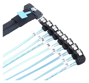 0.5M MCIO 74P 8X 8I S/AS SFF-8654 8i PCI-E Ultraport Slimline 5.0 to 8X SATA 7P Left Angle Female Cord 0.5M MCIO 74P 8X 8I S/AS SFF-8654 8i PCI-E Ultraport Slimline 5.0 to 8X SATA 7P Left Angle Female Cord
