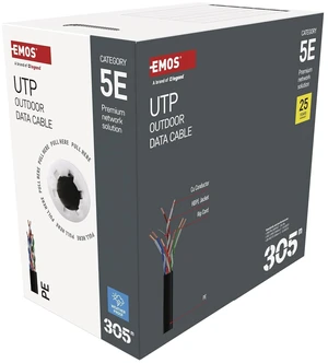 EMOS - UTP network cable CAT 5e, 305m, PE - CAT5e patch cable UTP - Gigabit LAN cable - unshielded Ethernet cable - for outdoor use EMOS - UTP network cable CAT 5e, 305m, PE - CAT5e patch cable UTP - Gigabit LAN cable - unshielded Ethernet cable - for outdoor use