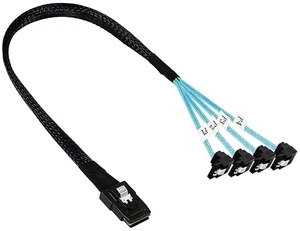Internal S/AS SFF-8087,SFF8643,SlimSAS SFF8654 Host to Target 4 SATA 3.0 Hard Disk Motherboard Server Data Fanout Cord(1m,8087 to 4xSATA Elbow) Internal S/AS SFF-8087,SFF8643,SlimSAS SFF8654 Host to Target 4 SATA 3.0 Hard Disk Motherboard Server Data Fanout Cord(1m,8087 to 4xSATA Elbow)