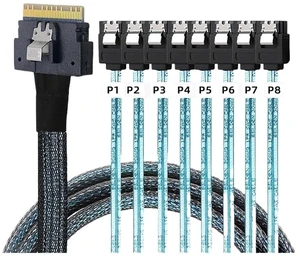 PCI-E Slimline S/AS 4.0 SFF-8654 8i to 8X SATA Cable 4X M1ni S/AS 29Pin SFF-8482 Computer Server Array Disk Cord Hub 6Gbps Rate(0.5m,4X to 4-SAS) PCI-E Slimline S/AS 4.0 SFF-8654 8i to 8X SATA Cable 4X M1ni S/AS 29Pin SFF-8482 Computer Server Array Disk Cord Hub 6Gbps Rate(0.5m,4X to 4-SAS)