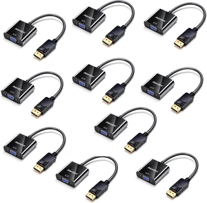 DisplayPort to VGA Adapter 10-Pack for Laptop to Projector 1080p DisplayPort to VGA Adapter 10-Pack for Laptop to Projector 1080p
