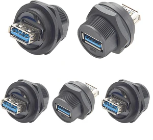 IP67 USB 3.0 A Female to Female Coupler Extender 5Gbps Type A Flush Panel Mount Connector Waterproof Bulkhead Feed Through Adapter with Dust Cap (5PCS) IP67 USB 3.0 A Female to Female Coupler Extender 5Gbps Type A Flush Panel Mount Connector Waterproof Bulkhead Feed Through Adapter with Dust Cap (5PCS)