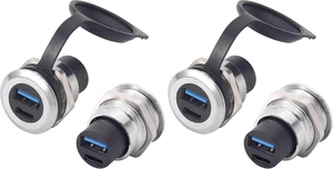 PENGLIN 2PCS Dual USB Panel Mount Adapter, USB-C 3.1 & USB 3.0 Female to Female Bulkhead Socket - 10Gbps Data, Fast Charging for Car, Home, Industrial Use (Pack of 2) PENGLIN 2PCS Dual USB Panel Mount Adapter, USB-C 3.1 & USB 3.0 Female to Female Bulkhead Socket - 10Gbps Data, Fast Charging for Car, Home, Industrial Use (Pack of 2)