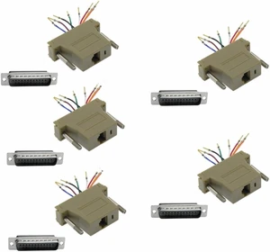 5 Pack db25 Male to rj45 Network 8p8c Gold Adapter Converter Connector rs232 5 Pack db25 Male to rj45 Network 8p8c Gold Adapter Converter Connector rs232