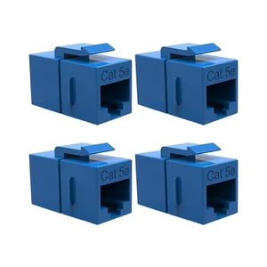 4X at5e rj45 Ethernet Network Coupler snap-in Jack f/f Keystone Wall Plate Blue 4X at5e rj45 Ethernet Network Coupler snap-in Jack f/f Keystone Wall Plate Blue