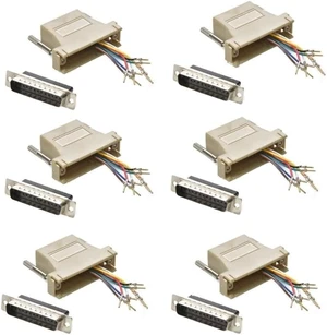 6X db25 Male to rj45 Female Network 8p8c Adapter Converter Gold Connector rs232 6X db25 Male to rj45 Female Network 8p8c Adapter Converter Gold Connector rs232