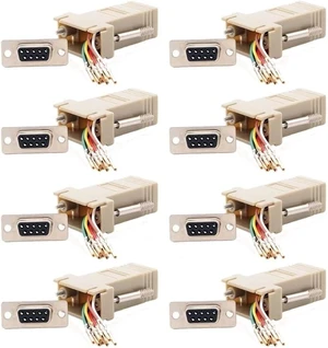 8 Pack DB9 Female to RJ45 8P8C Serial Adapter Ivory Modular 8 Pack DB9 Female to RJ45 8P8C Serial Adapter Ivory Modular