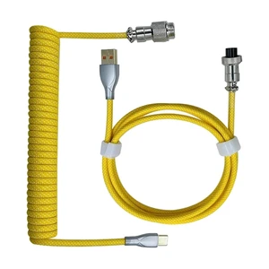 Type-C to USB Data Cable Mechanical Keyboard Coiled Cable Airline Cable Gaming Keyboard Cable Spring Cable Yellow Type-C to USB Data Cable Mechanical Keyboard Coiled Cable Airline Cable Gaming Keyboard Cable Spring Cable Yellow