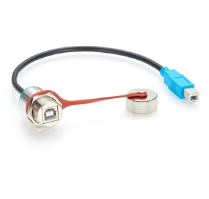 Waterproof USB 2.0 B Male to Female Panel Mount Extension Cable (0.3M/1FT) Waterproof USB 2.0 B Male to Female Panel Mount Extension Cable (0.3M/1FT)
