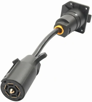 Trailer Plug Adapter 7 Pin Male to Female Straight Through Bridge Connector with Brass Contacts and PVC Sheathed Wire for RV Towing Camera System Suitable for American Style Trailer Trailer Plug Adapter 7 Pin Male to Female Straight Through Bridge Connector with Brass Contacts and PVC Sheathed Wire for RV Towing Camera System Suitable for American Style Trailer