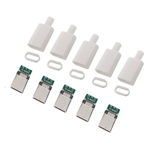 5/10 Sets USB 3.1 Type C Connector Male Plug DIY Solder Wire USB C Male Adapter Cable for DIY Data Line Interface Male Socket(White 5 Sets) 5/10 Sets USB 3.1 Type C Connector Male Plug DIY Solder Wire USB C Male Adapter Cable for DIY Data Line Interface Male Socket(White 5 Sets)