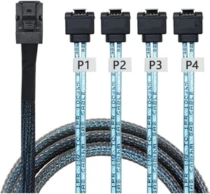 HD SFF-8643 to 4X 7pin Female 90 Degree HD SFF-8643 to 4X 7pin Female 90 Degree