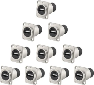 Uonecn 10Pack USB 2.0 Feed-Through Panel Mount Connector, Female to Female Pass-Through Adapter for Industrial/DIY, High-Speed Data Transfer for Panel Mount for PC, Camera, Audio Equipment Silver Uonecn 10Pack USB 2.0 Feed-Through Panel Mount Connector, Female to Female Pass-Through Adapter for Industrial/DIY, High-Speed Data Transfer for Panel Mount for PC, Camera, Audio Equipment Silver