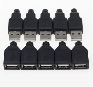 (5pcs Male+5pcs Female USB 4 Pin Socket Connector with Black Cover (5pcs Male+5pcs Female USB 4 Pin Socket Connector with Black Cover