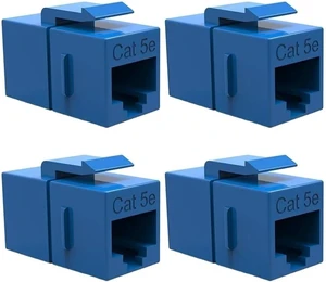 4X Cat5E RJ45 Ethernet Network Coupler Snap-in Jack F/F Keystone Blue 4X Cat5E RJ45 Ethernet Network Coupler Snap-in Jack F/F Keystone Blue
