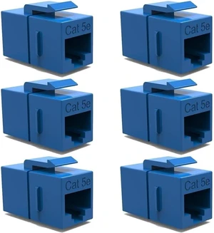 Cat5E RJ45 Ethernet Network Coupler 6-Pack Snap-in Keystone Blue Cat5E RJ45 Ethernet Network Coupler 6-Pack Snap-in Keystone Blue
